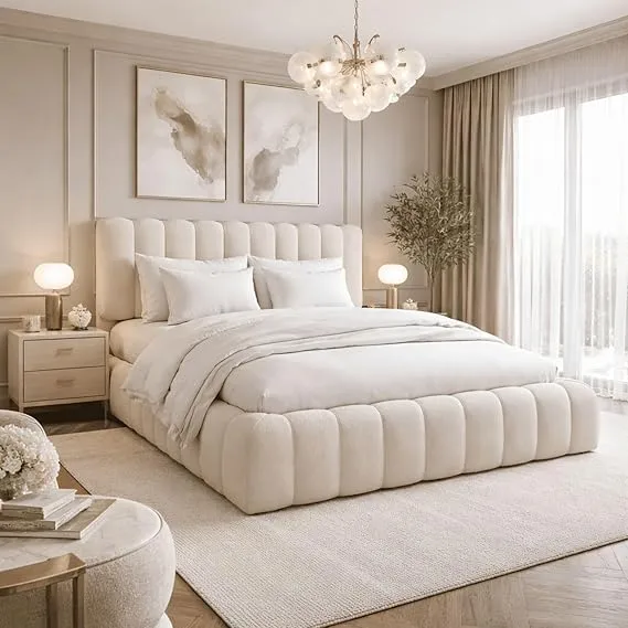 CloudSoft Teddy Fabric Upholstered Single Bed Frame - Image 3