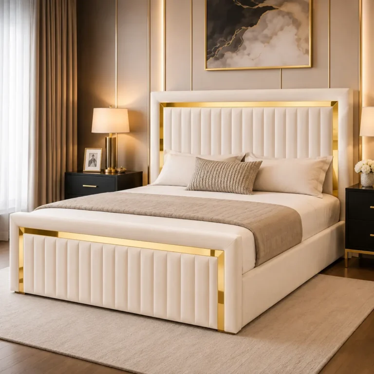 Luxury Cream Bed Frame with Gold Trim | Royle Beds UK