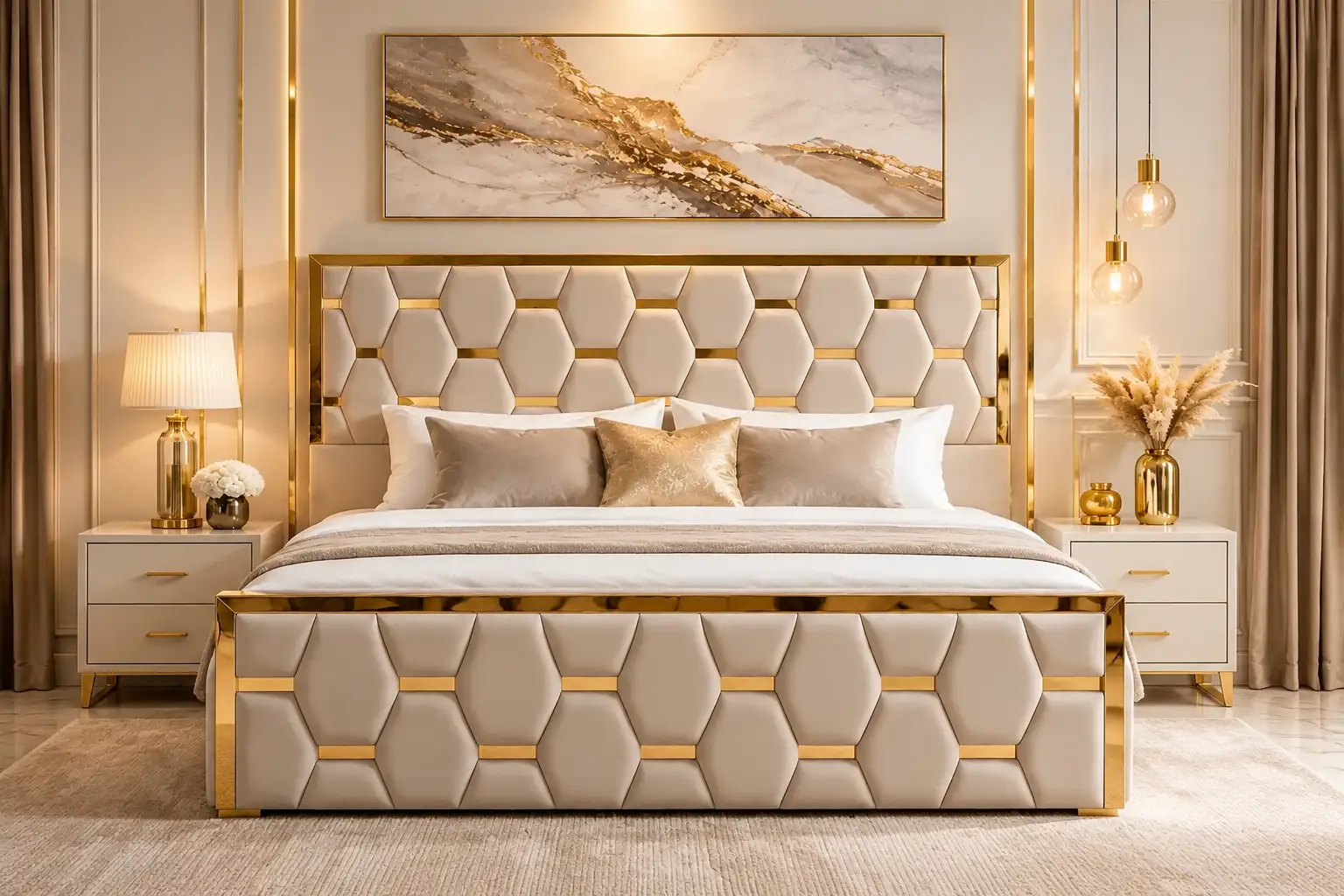 Luxury upholstered Royle bed in a premium bedroom